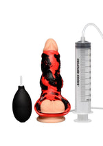 Load image into Gallery viewer, Creature Cocks Hell Hound Squirting Silicone Penis Enhancer - Black/Red
