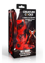 Load image into Gallery viewer, Creature Cocks Hell Hound Squirting Silicone Penis Enhancer - Black/Red
