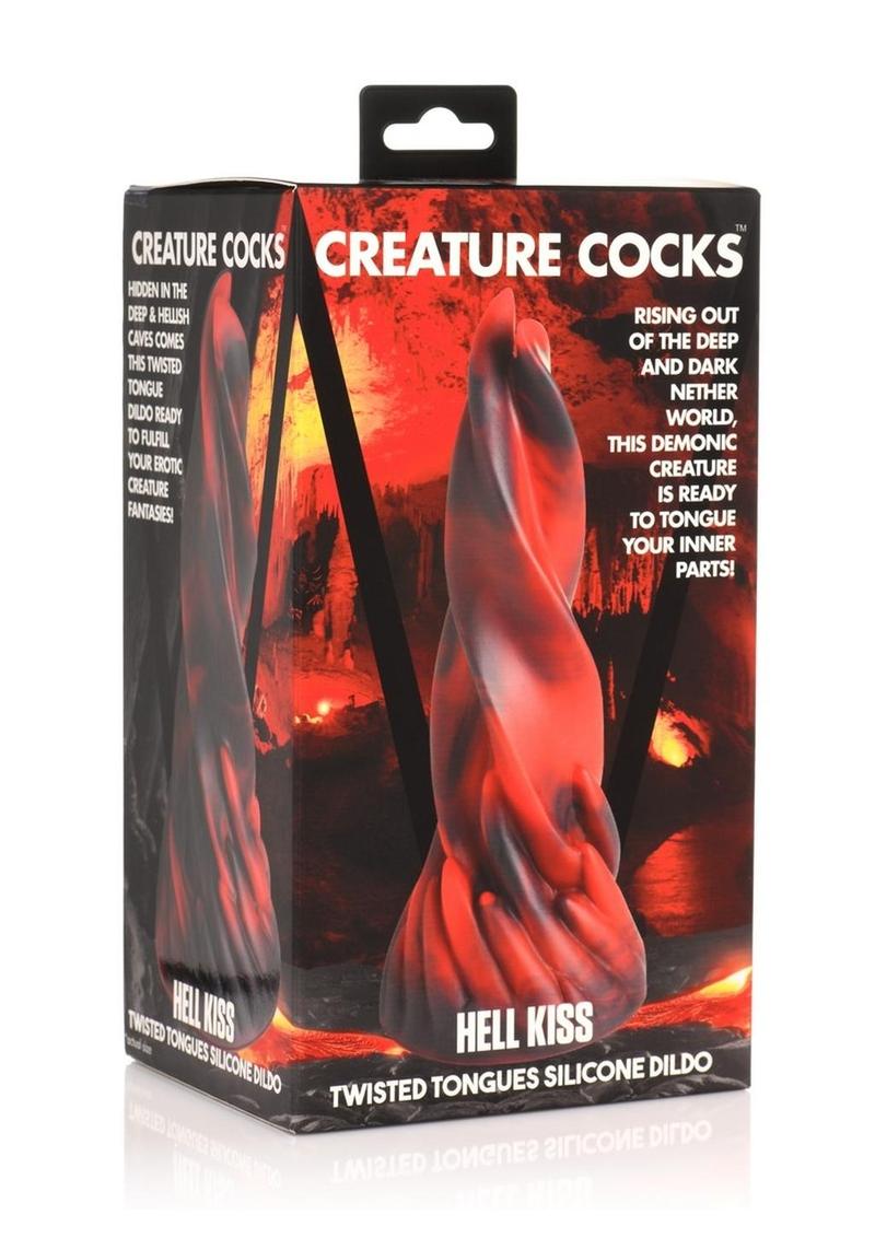 Creature Cocks Hell Kiss Twisted Tongues Silicone Dildo - Black/Red