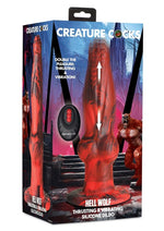 Load image into Gallery viewer, Creature Cocks Hell Wolf Silicone Rechargeable Thrusting and Vibrating Dildo - Black/Red