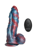 Load image into Gallery viewer, Creature Cocks Hydra X Vibrating Rechargeable Silicone Dildo with Remote - Blue/Red