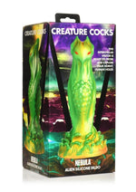 Load image into Gallery viewer, Creature Cocks Nebula Alien Silicone Dildo - Gold/Green/Red
