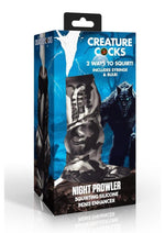 Load image into Gallery viewer, Creature Cocks Night Prowler Squirting Silicone Penis Enhancer - Black/Silver
