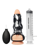 Load image into Gallery viewer, Creature Cocks Night Prowler Squirting Silicone Penis Enhancer - Black/Silver
