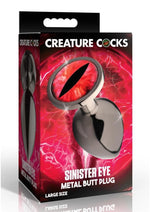 Load image into Gallery viewer, Creature Cocks Red Eye Metal Butt Plug - Black/Metal/Red - Large