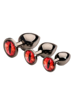 Load image into Gallery viewer, Creature Cocks Red Eye Metal Butt Plug - Black/Metal/Red - 3 Piece/Set
