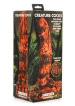 Load image into Gallery viewer, Creature Cocks Sabretooth Silicone Dildo - Black/Orange
