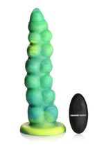Load image into Gallery viewer, Creature Cocks Squirmer Thrusting and Vibrating Rechargeable Silicone Dildo - Green/Yellow