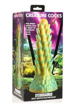 Load image into Gallery viewer, Creature Cocks Stegosaurus Spiky Reptile Silicone Dildo - Gold/Teal
