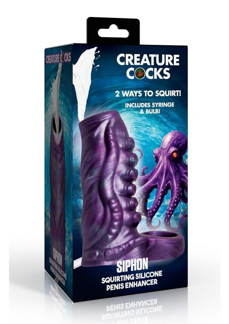 Creature Cocks Tentacle Squirting Silicone Penis Enhancer - Purple