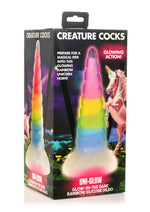 Load image into Gallery viewer, Creature Cocks Uni-Glow Glow In The Dark Silicone Dildo - Glow In The Dark/Multicolor/Rainbow