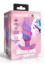 Load image into Gallery viewer, Creature Cocks Unicorn Swirl Silicone Butt Plug - Blue/Multicolor/Pink/Purple - Large