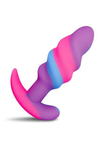 Load image into Gallery viewer, Creature Cocks Unicorn Swirl Silicone Butt Plug - Blue/Multicolor/Pink/Purple - Small