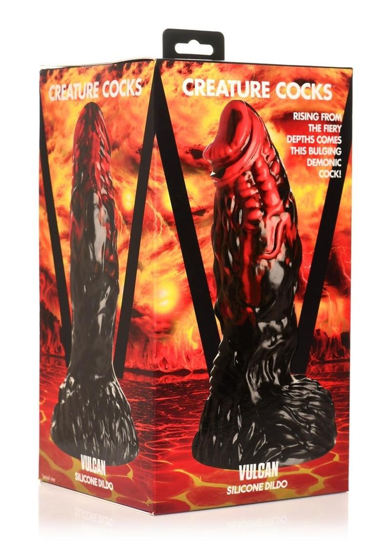 Creature Cocks Vulcan Silicone Dildo - Black/Red