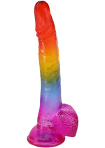 Load image into Gallery viewer, Crystal Jellies Realistic Dildo with Balls - Multicolor/Rainbow - 8.5in
