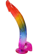 Load image into Gallery viewer, Crystal Jellies Realistic Dildo with Balls - Multicolor/Rainbow - 9.5in
