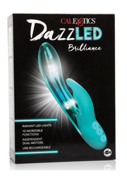 Dazzled Brilliance Led Lights USB Rechargeable Dual Vibrator Waterproof Metallic - Teal - 5in