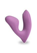 Load image into Gallery viewer, Desire Demure Rechargeable Silicone Wearable Dual Motor Vibrator with Clitoral Stimulator - Lavender/Purple
