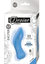 Load image into Gallery viewer, Devine Vibes Exciter Rechargeable Silicone Glow In The Dark Vibrator - Blue