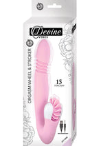 Load image into Gallery viewer, Devine Vibes Orgasm Wheel and Stroker Rechargeable Silicone Dual Vibrator - Pink
