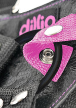 Load image into Gallery viewer, Dillio Strap-On Suspender Harness Set with Silicone Dildo - Pink - 7in