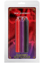 Load image into Gallery viewer, Doc Johnson Japanese Drip Candles - Assorted Colors/Black/Purple/Red - 3 Pack