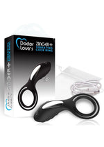 Load image into Gallery viewer, Doctor Love&#39;s Zinger Plus Silicone Rechargeable Vibrating Cock Ring - Black
