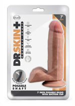 Load image into Gallery viewer, Dr. Skin Plus Posable Dildo with Balls and Suction Cup - Caramel - 7in

