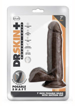 Load image into Gallery viewer, Dr. Skin Plus Posable Dildo with Balls and Suction Cup - Chocolate - 7in
