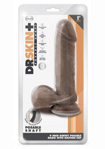 Load image into Gallery viewer, Dr. Skin Plus Thick Posable Dildo with Balls - Chocolate - 9in
