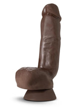 Load image into Gallery viewer, Dr. Skin Plus Thick Posable Dildo with Squeezable Balls - Chocolate - 8in
