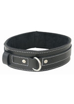 Load image into Gallery viewer, Edged Lined Adjustable Leather Collar - Black/Metal
