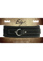 Load image into Gallery viewer, Edged Lined Adjustable Leather Collar - Black/Metal

