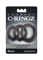 Load image into Gallery viewer, Fantasy C-Ringz Silicone Designer Stamina Cock Ring - Black - Set
