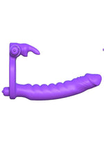 Load image into Gallery viewer, Fantasy C-Ringz Silicone Double Penetrator Rabbit Cock Ring - Purple
