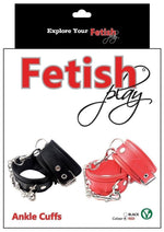 Load image into Gallery viewer, Fetish Play Ankle Cuffs Vegan Leather - Red