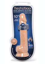 Load image into Gallery viewer, Fleshstixxx Dual Density Silicone Bendable Dong with Balls - Caramel - 10in
