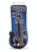 Load image into Gallery viewer, Fleshstixxx Dual Density Silicone Bendable Dong with Balls - Chocolate - 10in
