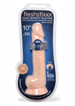 Load image into Gallery viewer, Fleshstixxx Dual Density Silicone Bendable Dong with Balls - Vanilla - 10in
