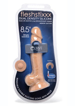 Load image into Gallery viewer, Fleshstixxx Dual Density Silicone Bendable Dong with Balls - Caramel - 8.5in
