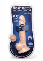 Load image into Gallery viewer, Fleshstixxx Dual Density Silicone Bendable Dong with Balls - Vanilla - 8.5in

