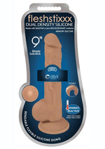 Load image into Gallery viewer, Fleshstixxx Dual Density Silicone Bendable Dong with Balls - Caramel - 9in
