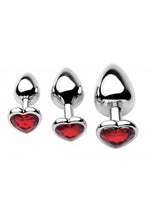 Load image into Gallery viewer, Frisky Chrome Hearts 3 Piece Anal Plugs with Gem Accents - Metal/Silver