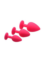 Load image into Gallery viewer, Frisky Pink Pleasure 3 Piece Silicone Anal Plugs with Gems