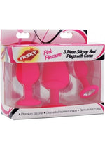 Load image into Gallery viewer, Frisky Pink Pleasure 3 Piece Silicone Anal Plugs with Gems - Pink