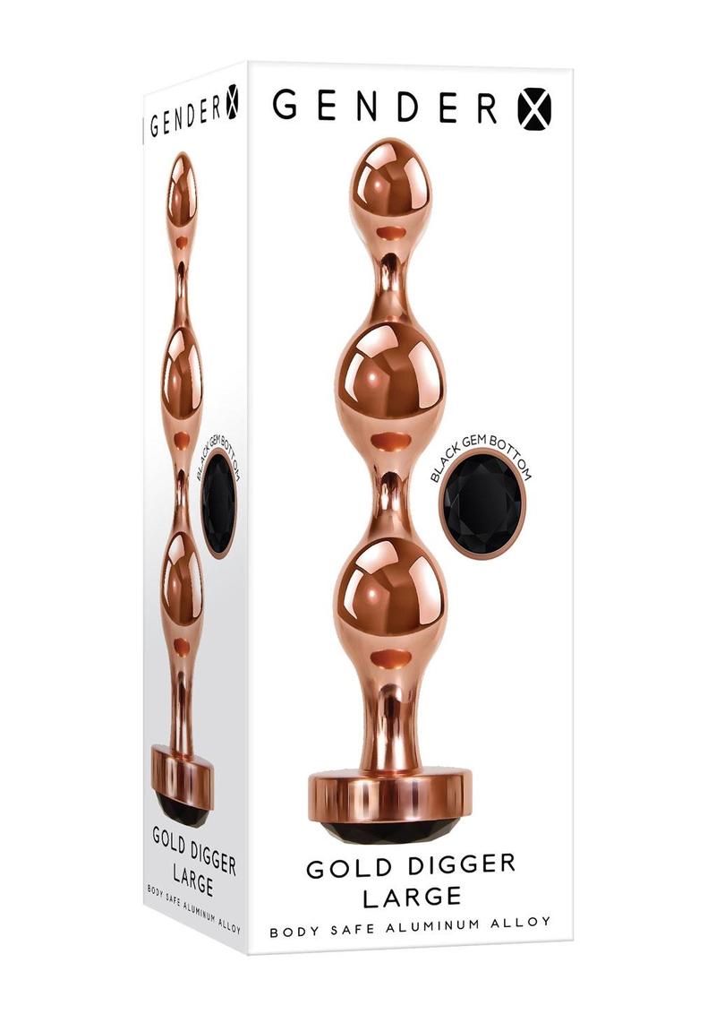 Gender X Gold Digger Anal Plug - Black/Rose Gold - Large