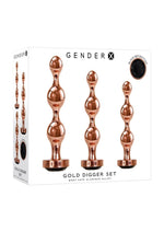 Load image into Gallery viewer, Gender X Gold Digger Set Anal Plugs - Black/Rose Gold - 3 Piece Set