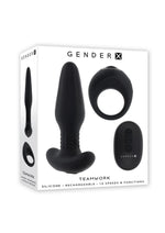 Load image into Gallery viewer, Gender X Teamwork Rechargeable Silicone Anal Plug with Remote - Black
