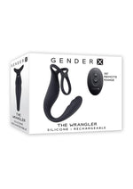 Load image into Gallery viewer, Gender X The Wrangler Rechargeable Silicone Triple Stimulating Anal Vibrator with Remote - Black

