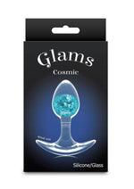 Load image into Gallery viewer, Glams Cosmic Silicone Anal Plug - Blue/Clear - Small